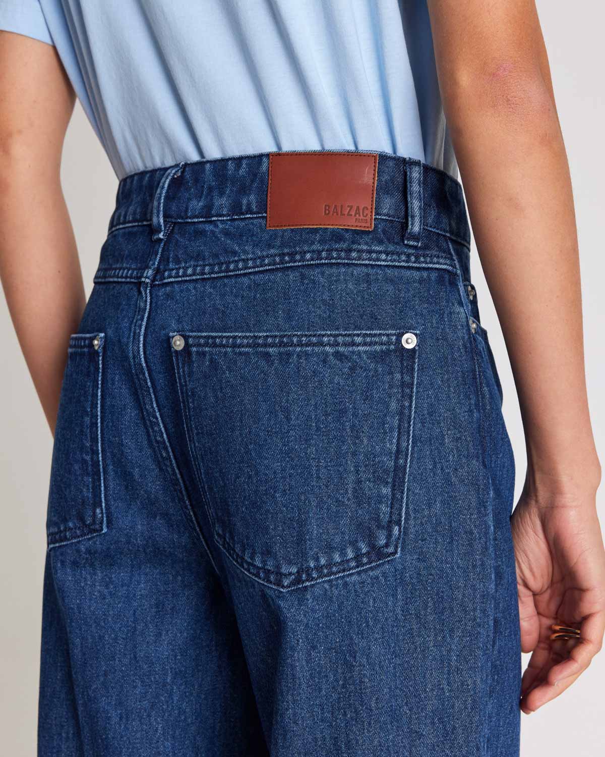 Jean Aymeric indigo blue with plum stripes