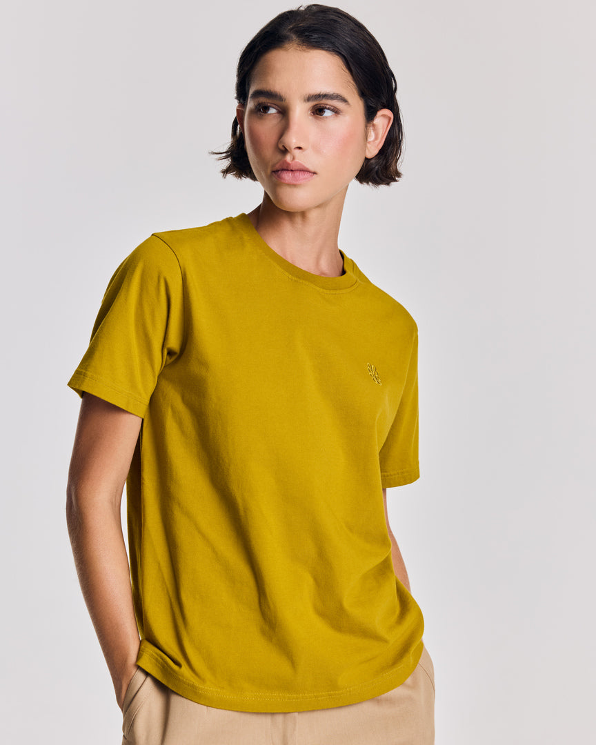 Ochre embroidered Bree T-shirt