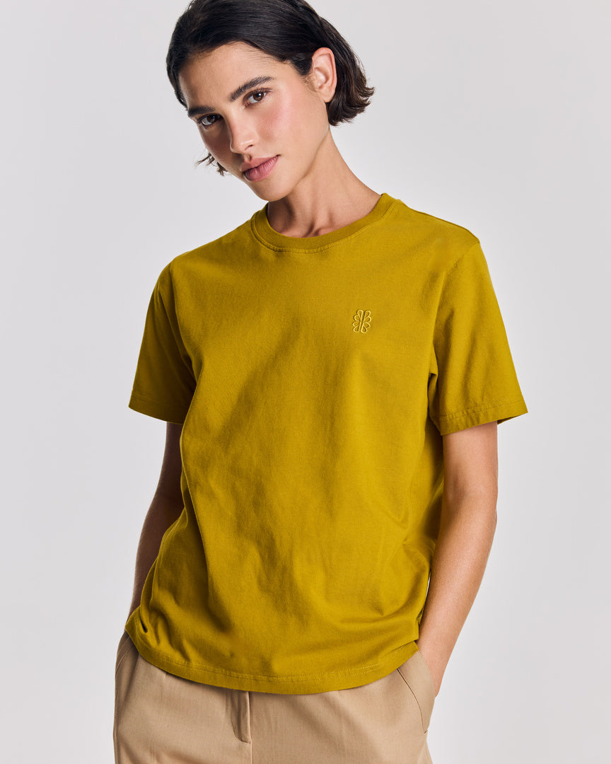 Ochre embroidered Bree T-shirt