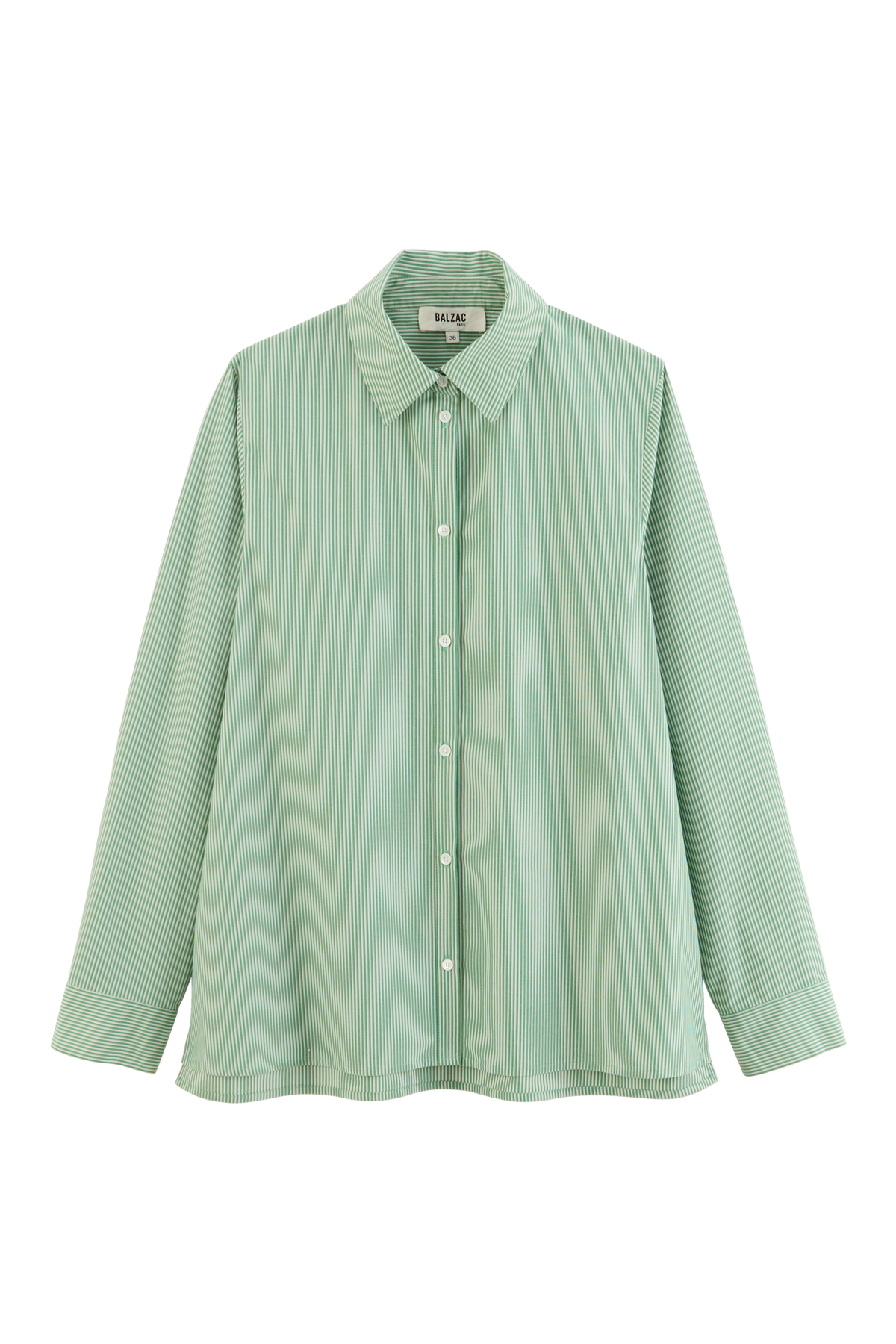 Green and ecru striped Liseron shirt