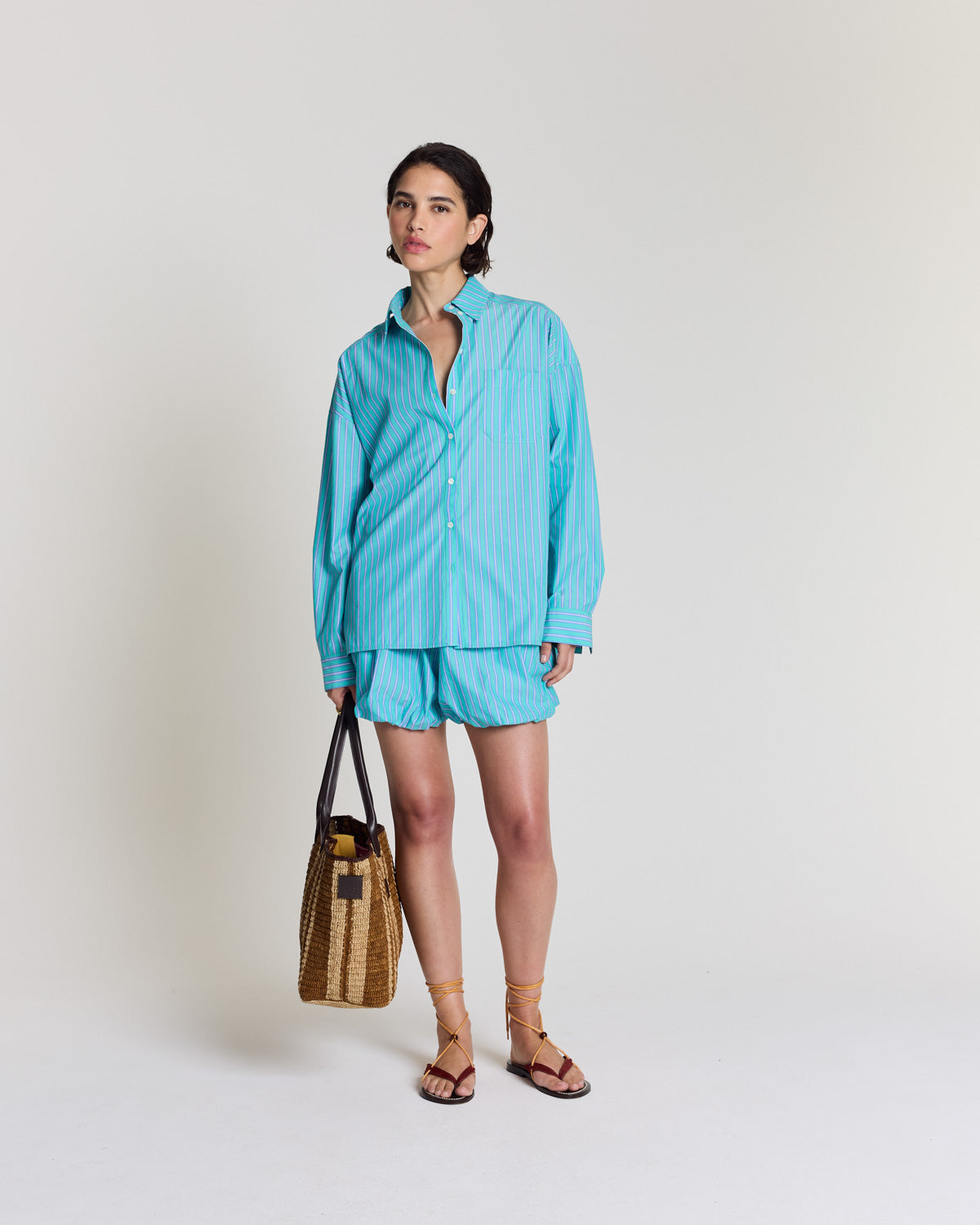 Hector turquoise stripe shirt