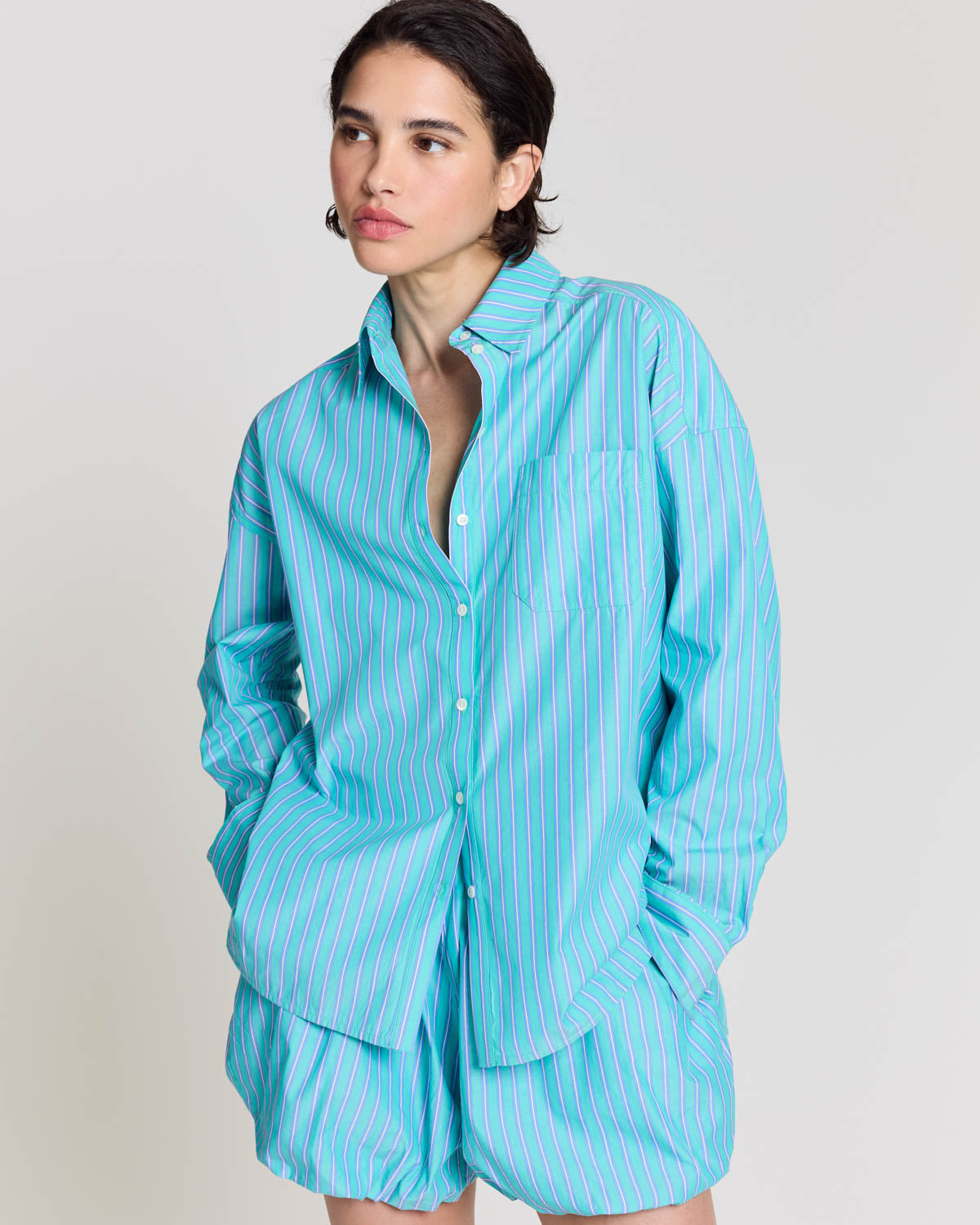Hector turquoise stripe shirt