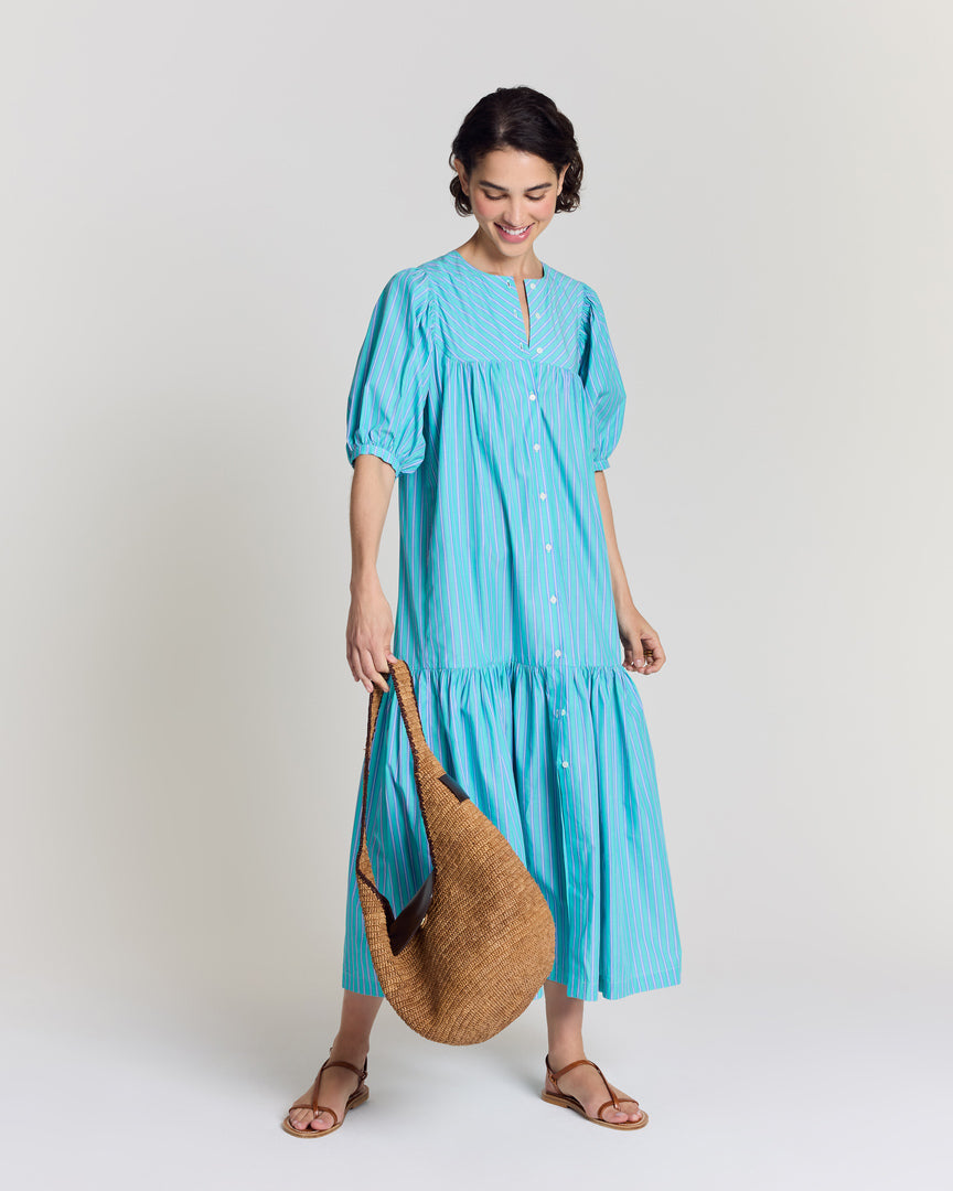 Turquoise striped Nicoletta dress