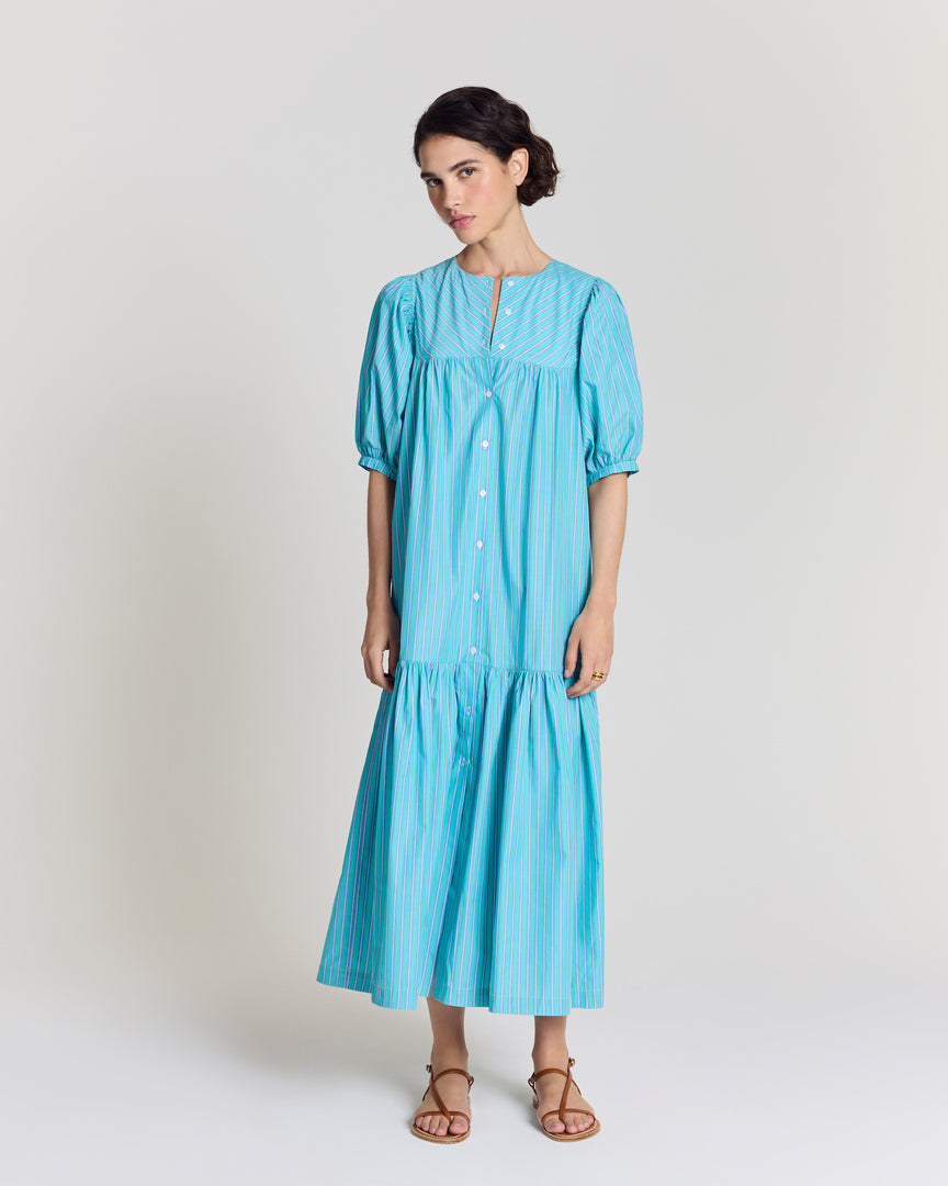 Turquoise striped Nicoletta dress