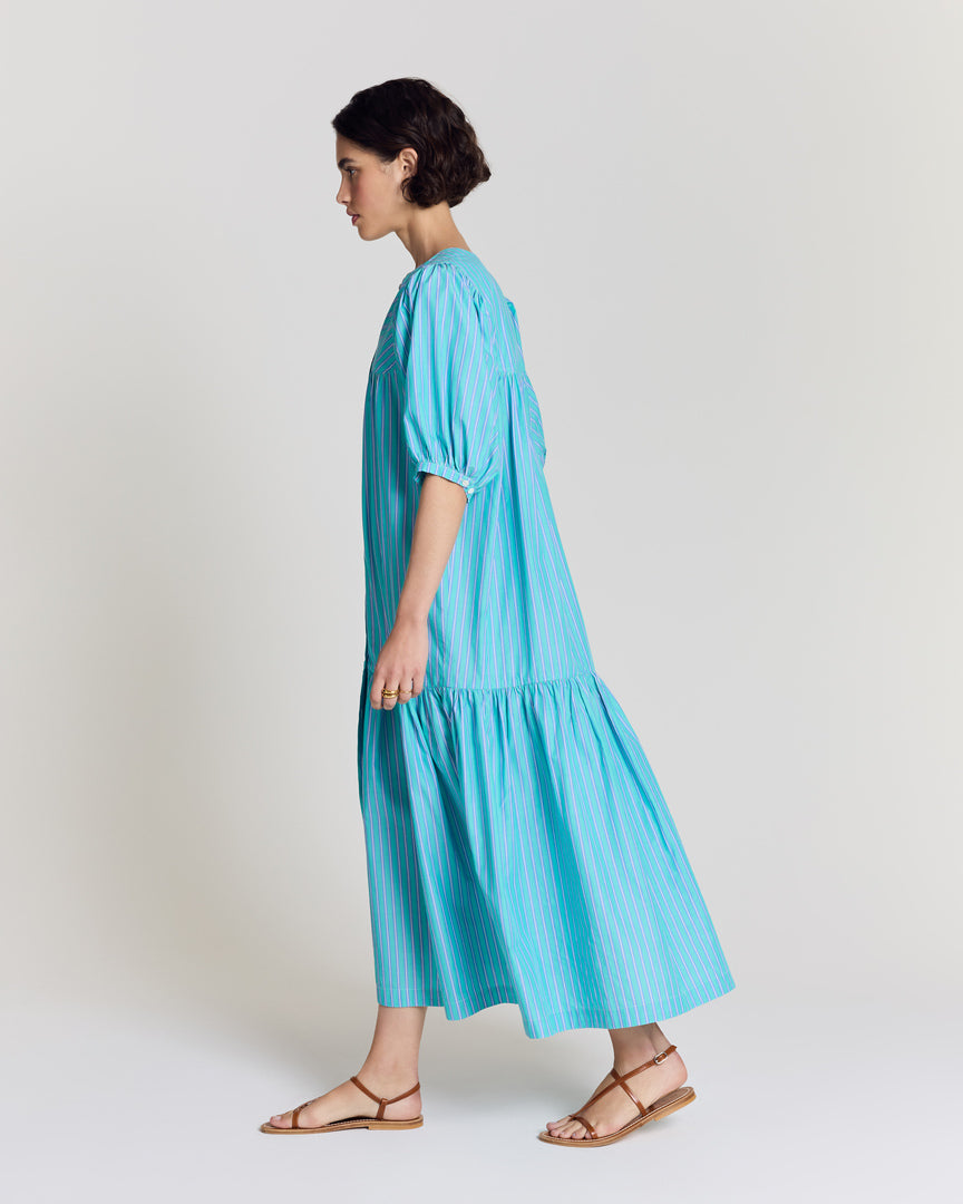 Turquoise striped Nicoletta dress