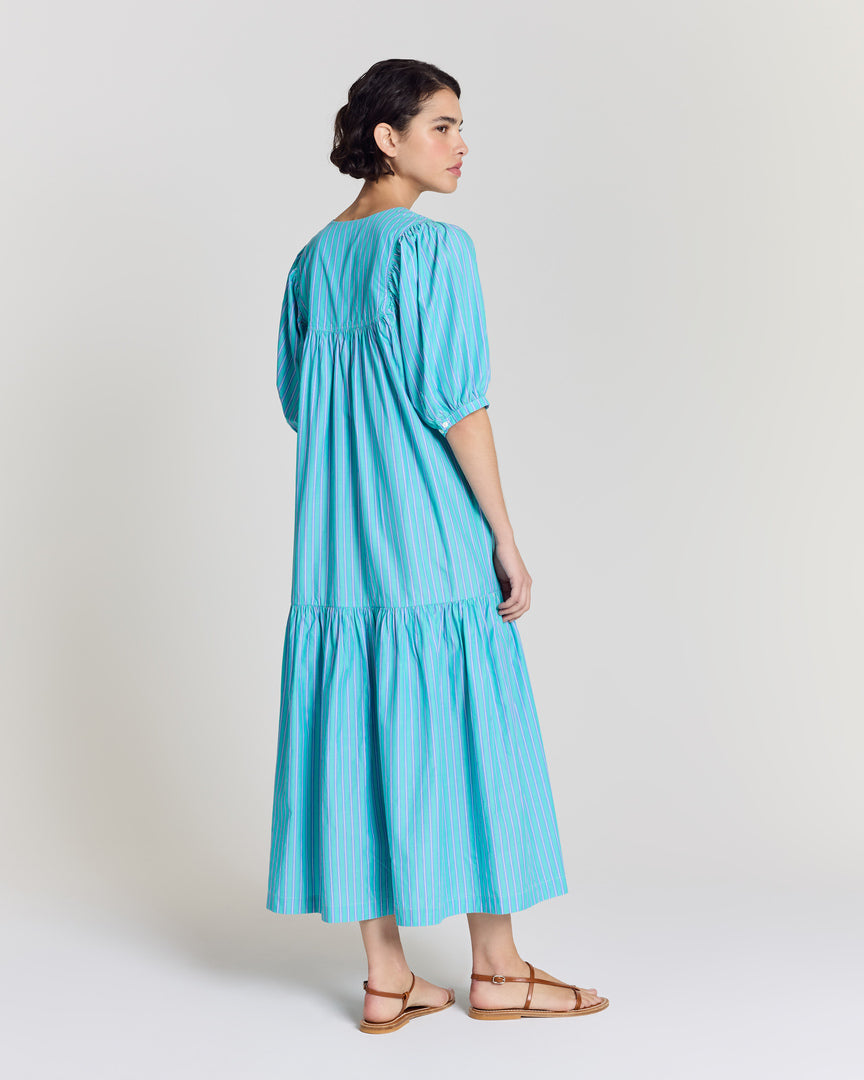Turquoise striped Nicoletta dress