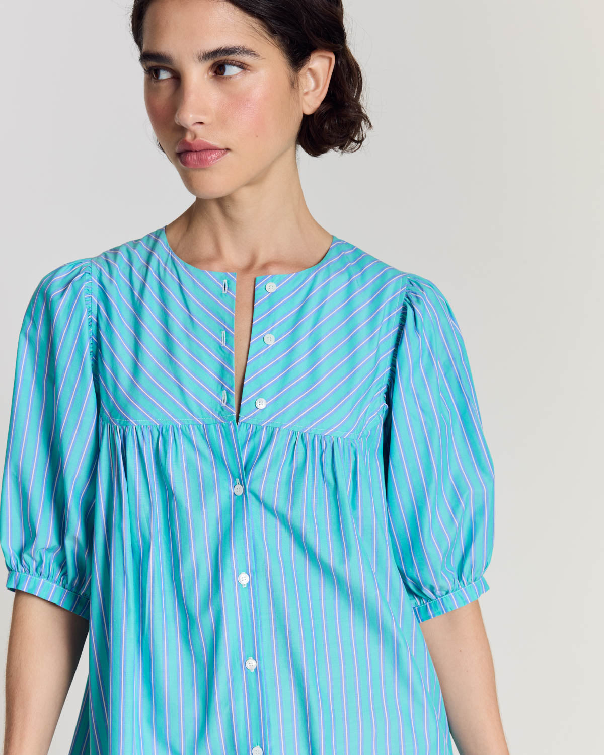 Turquoise striped Nicoletta dress