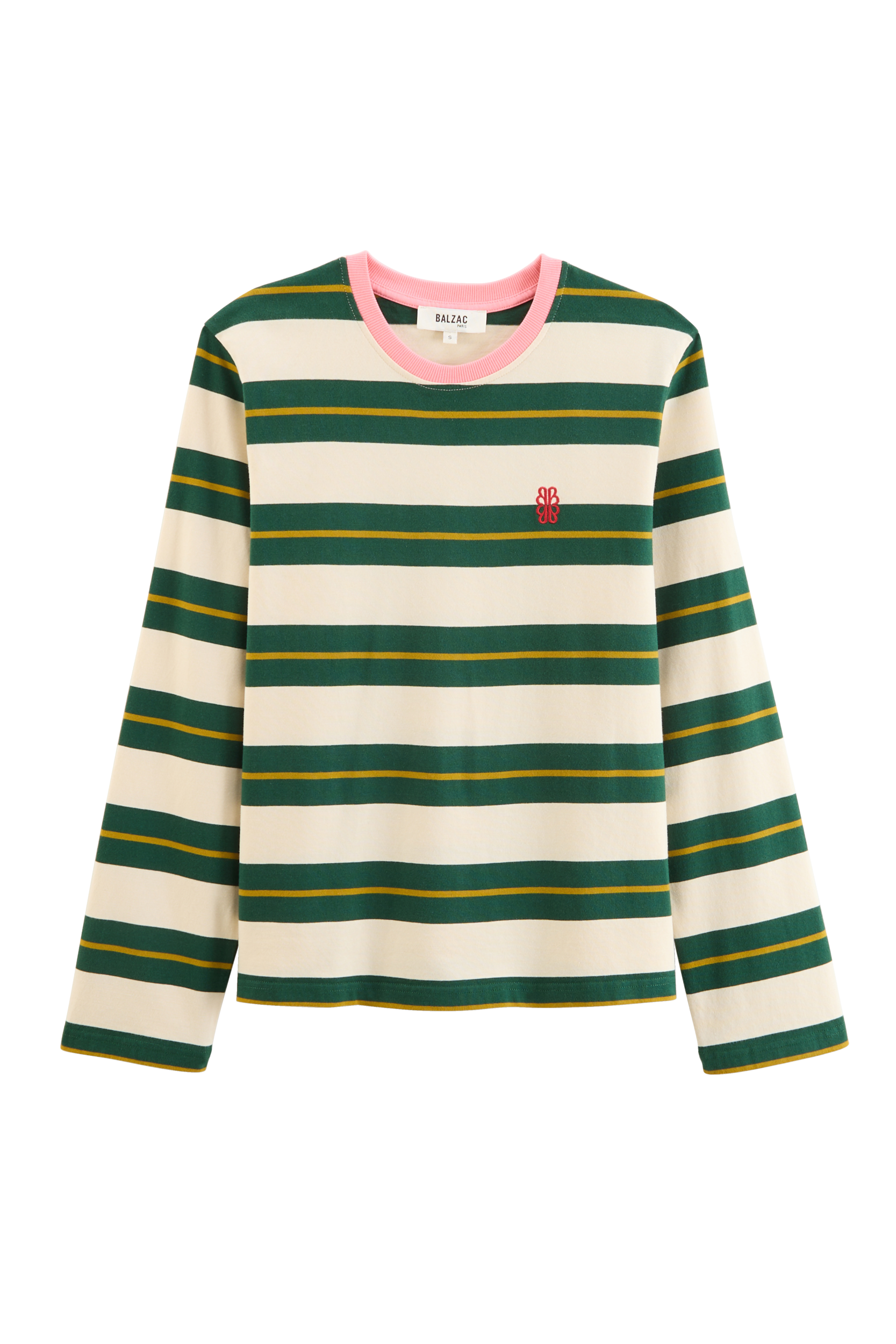 T-Shirt Ralph Streifen grün, Ecru und rosa