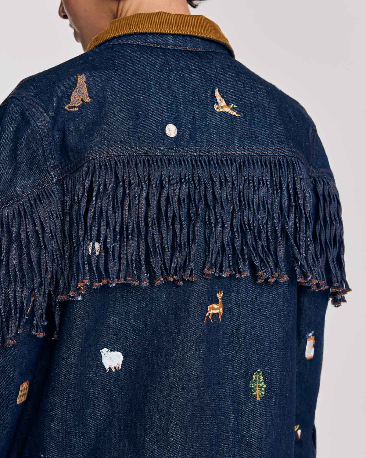 Veste Holly bleu brut et broderies ivy