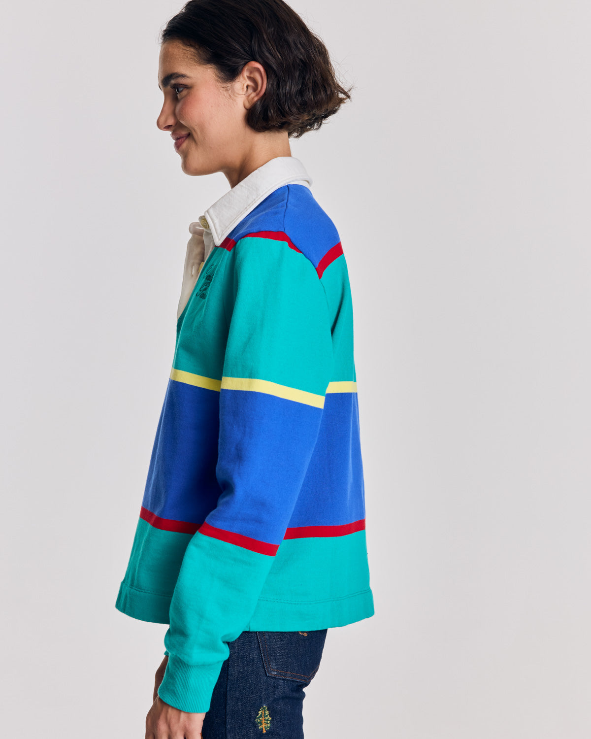 Sweat-shirt Charles rayures bleu et vert