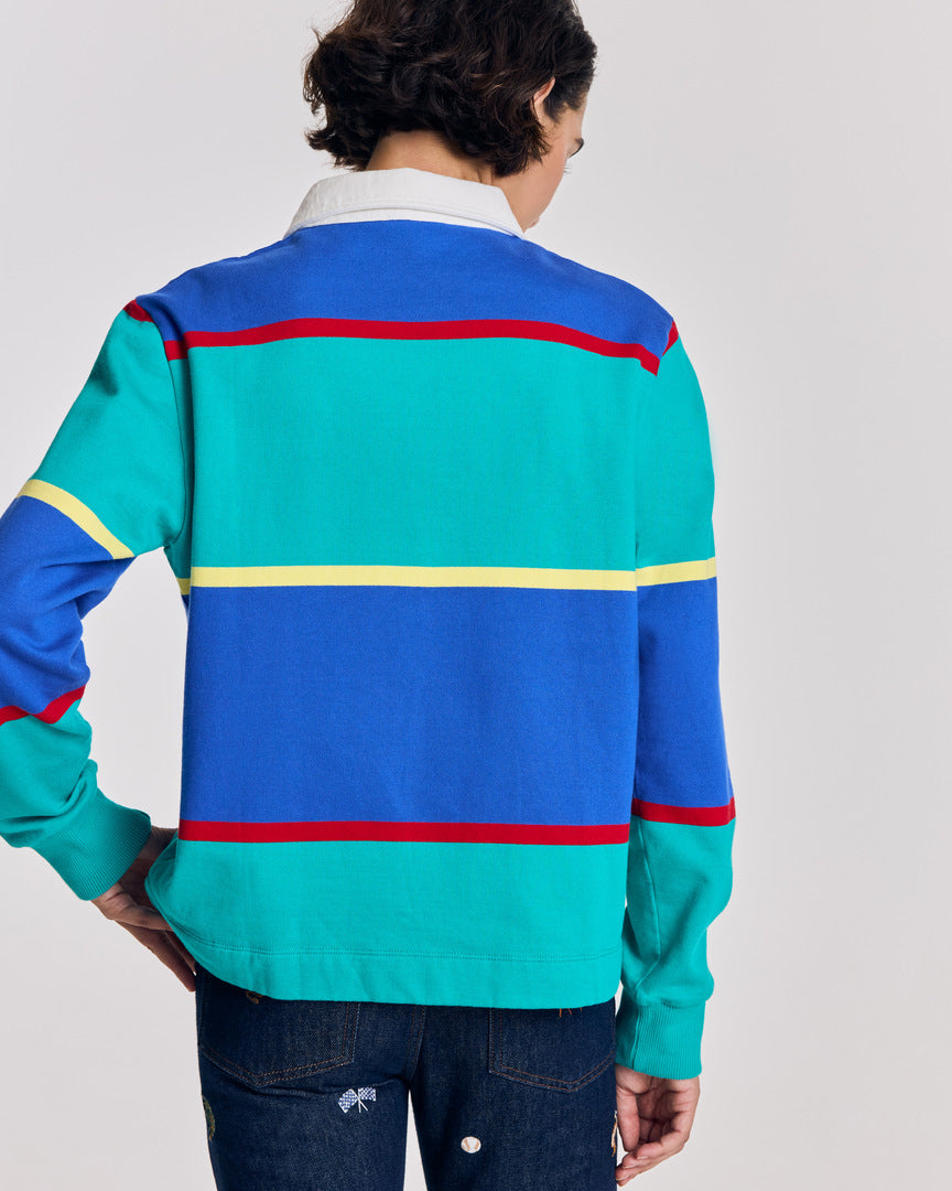 Sweat-shirt Charles rayures bleu et vert