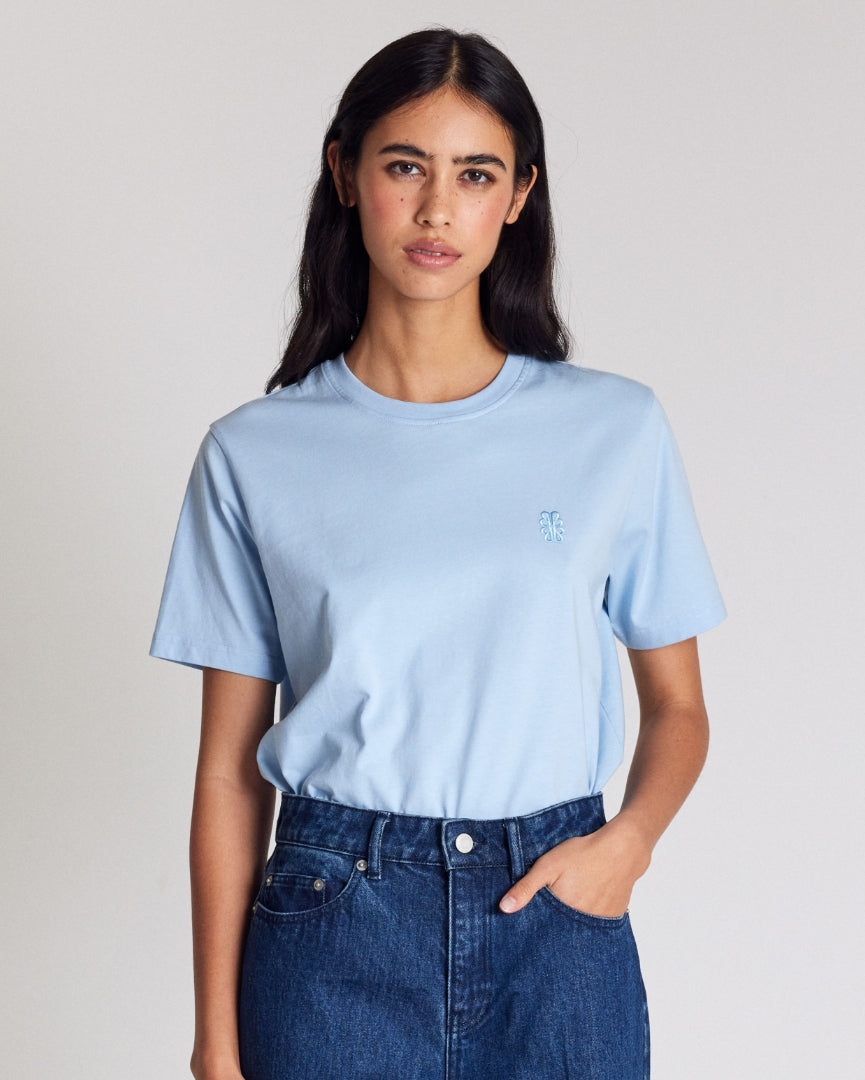 Tee-shirt Bree brodé bleu ciel