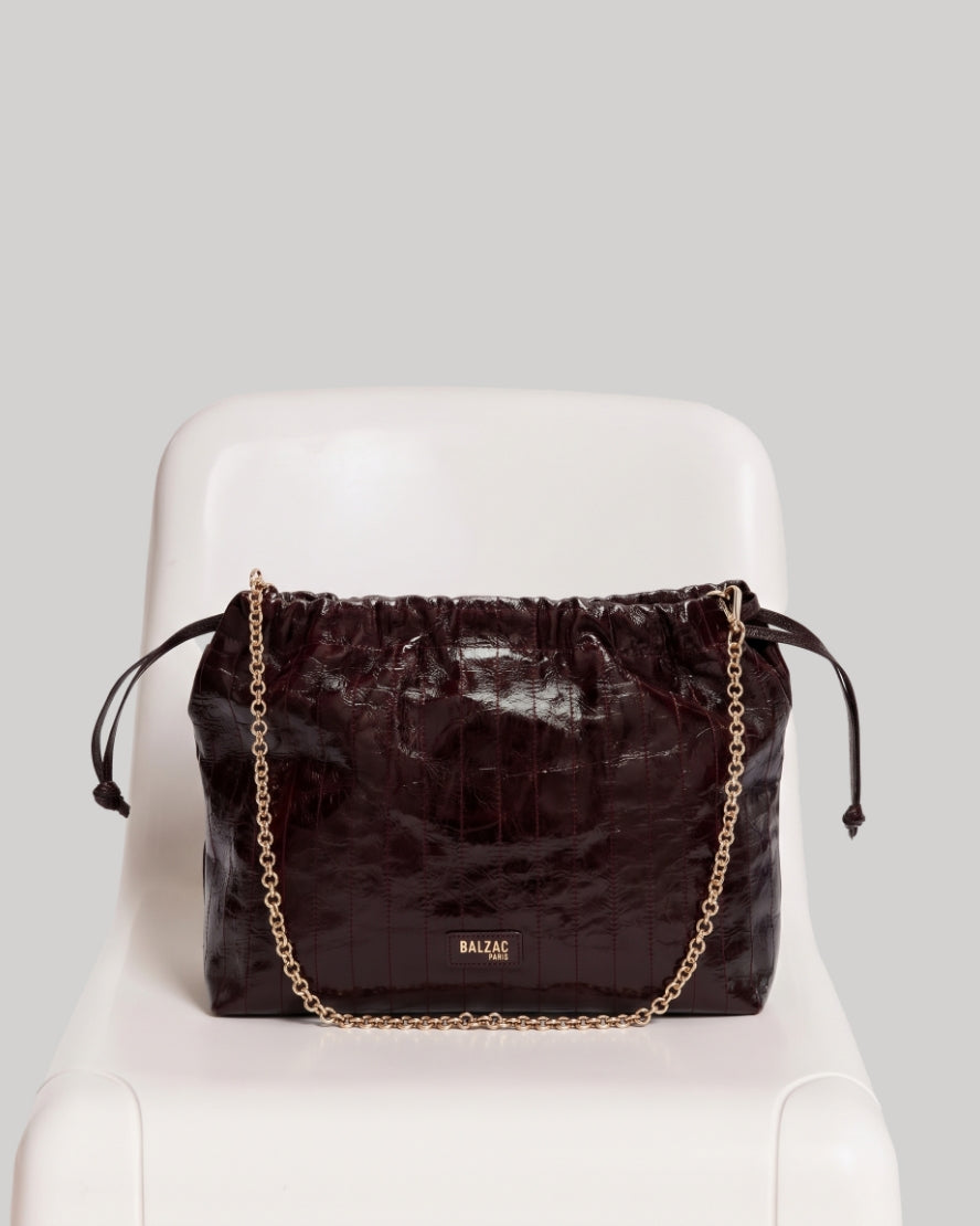 Sac Amaïa vernis froissé chocolat
