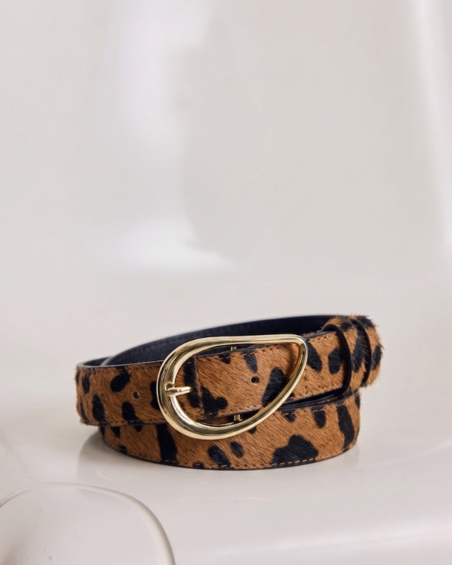 Basma cheetah pony-hair belt