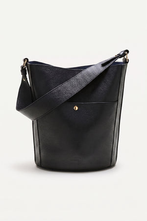 Sac Grand Sofia grainé noir intérieur marine