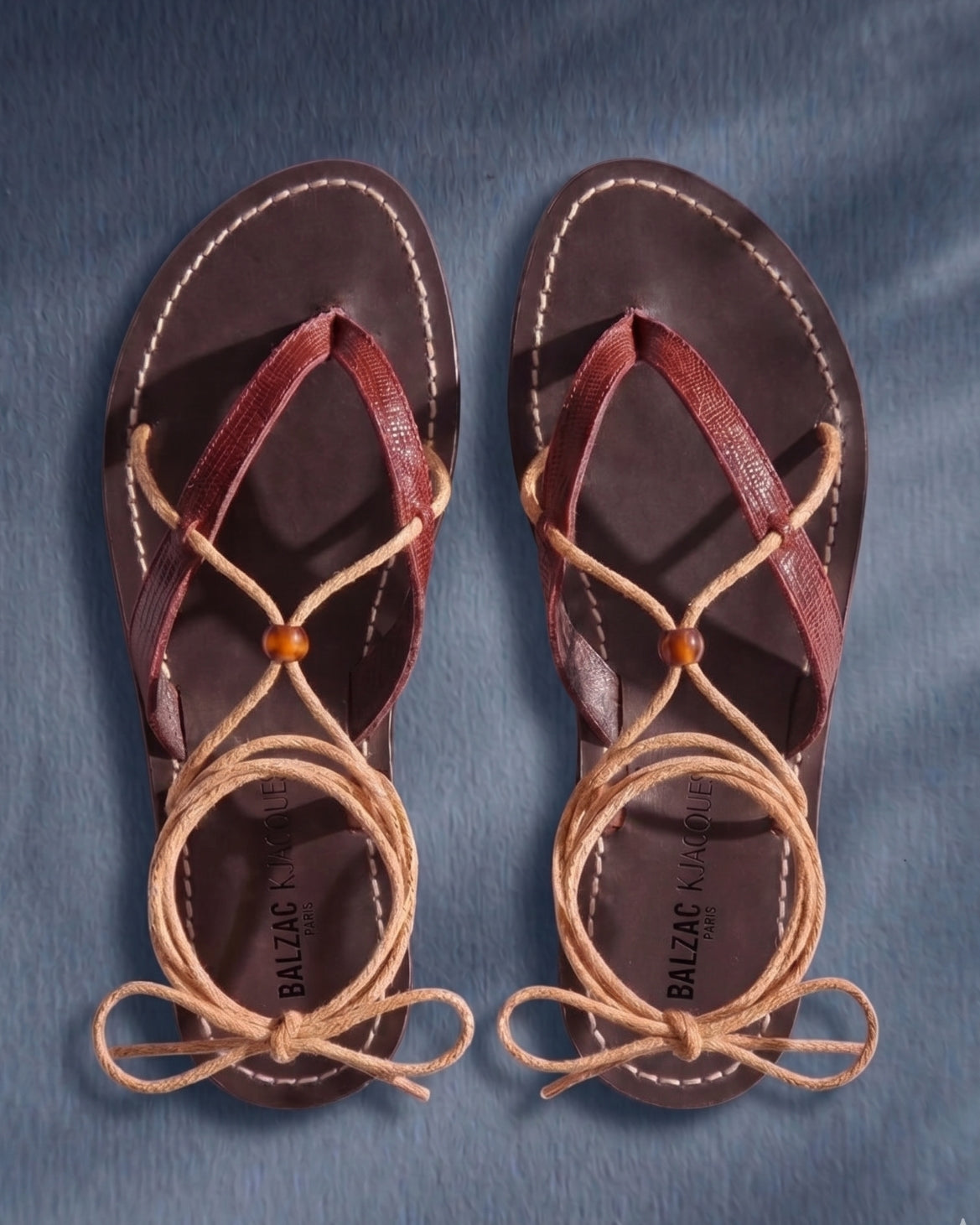 Sandals Amalfi embossed lizard burgundy