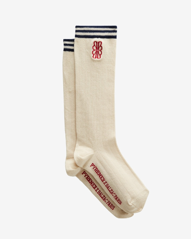 Chaussettes Renée écru, marine et rouge Balzac Paris x Pyrenex