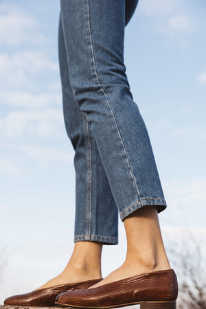 Cognac Patchwork Arrow Ballerinas