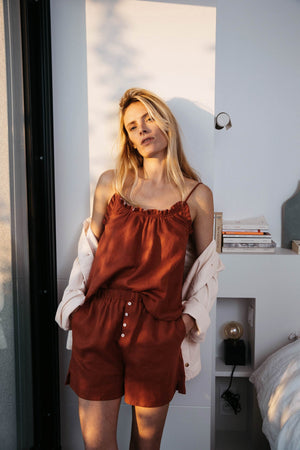 Songe camisole in terracotta linen