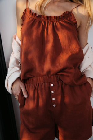 Short Infini en lin terracotta