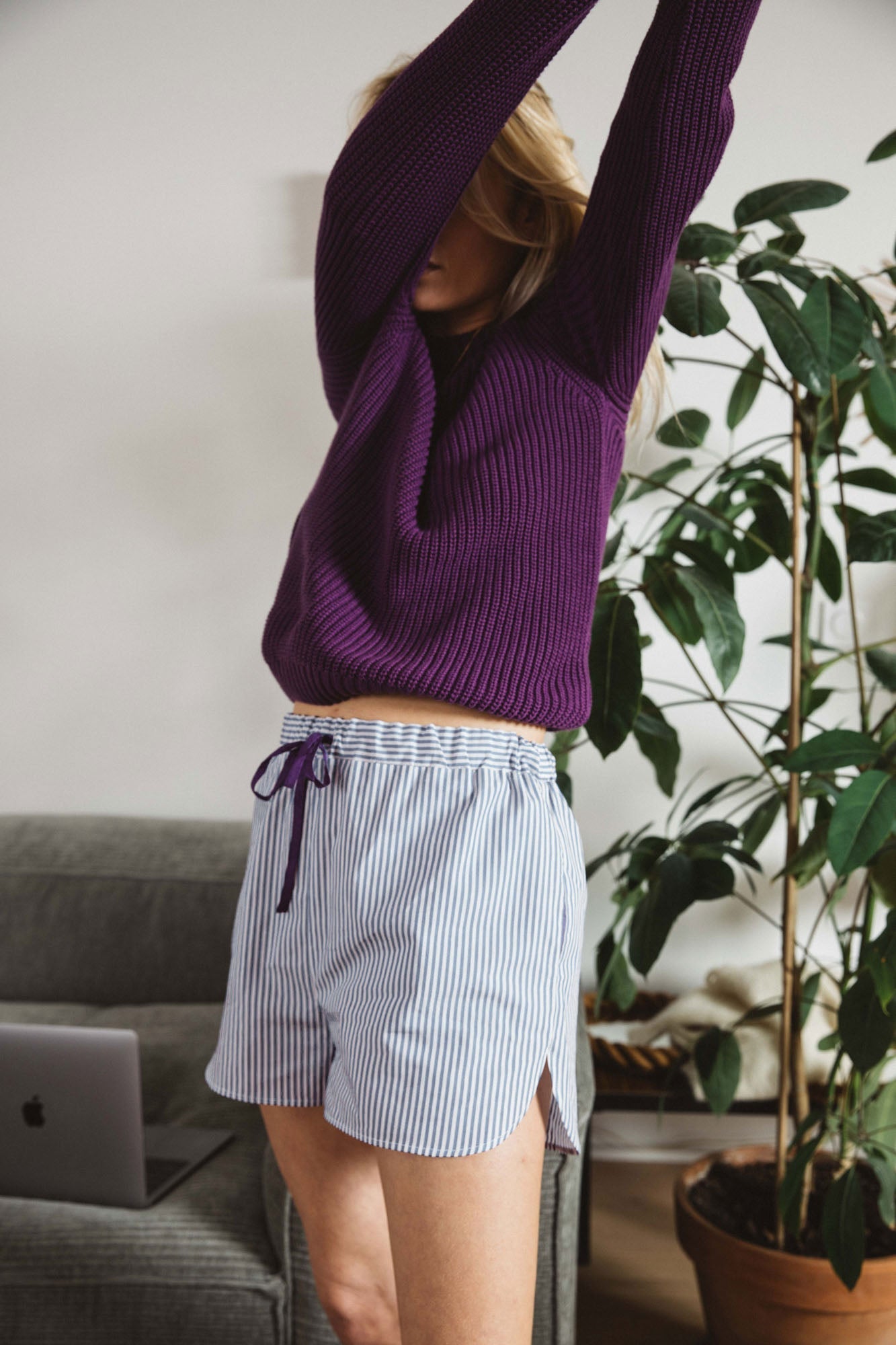 Crépuscule striped shorts in organic cotton