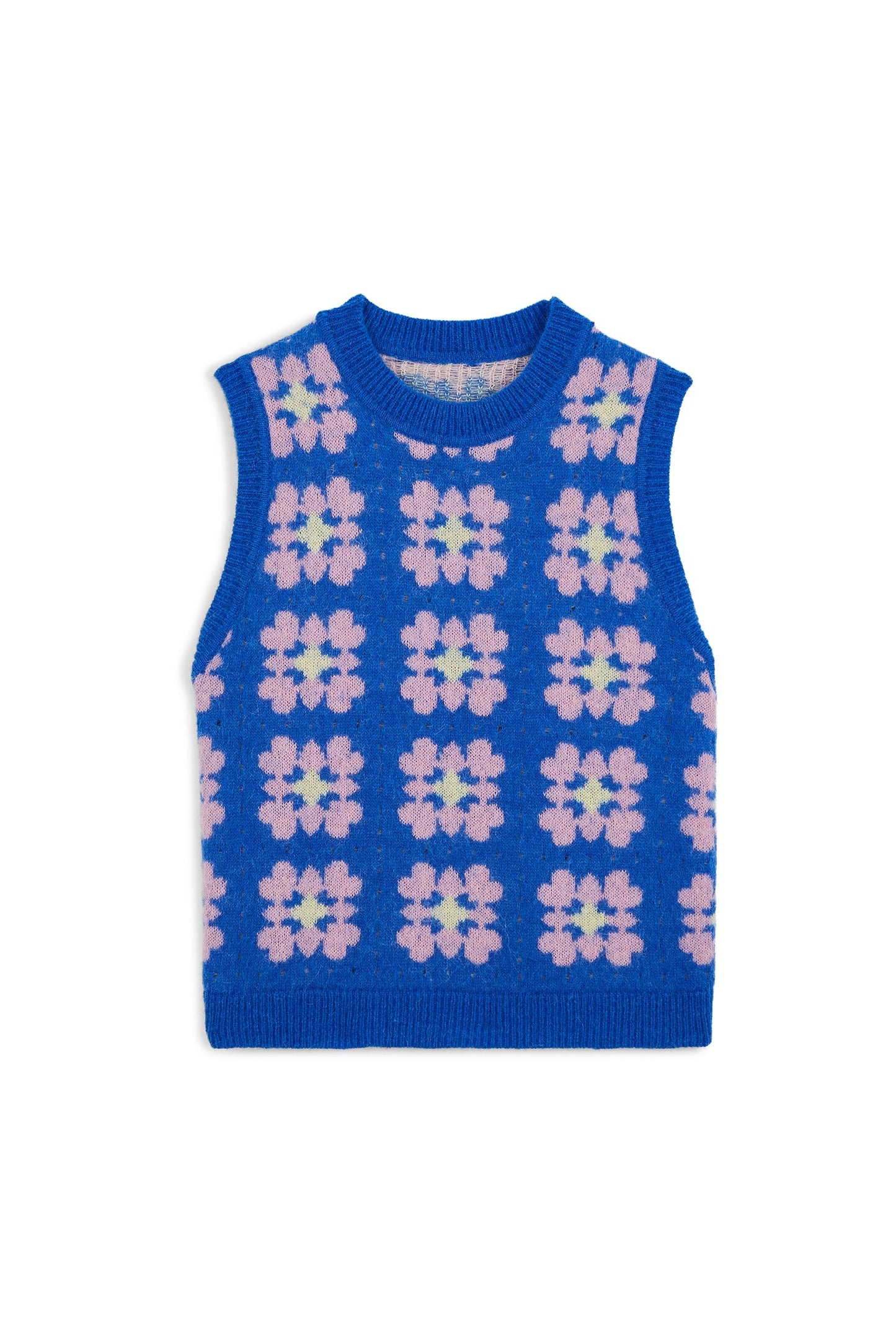 Blue and pink Anemone sweater