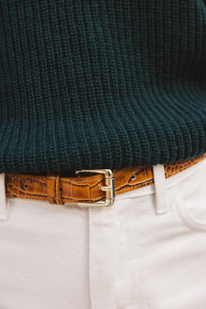 Embossed camel Aimie belt