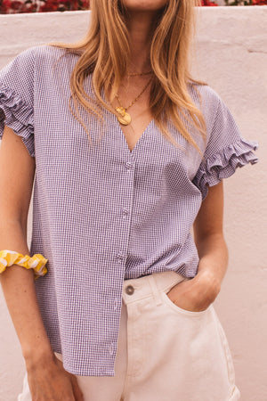 Navy gingham Calisson shirt