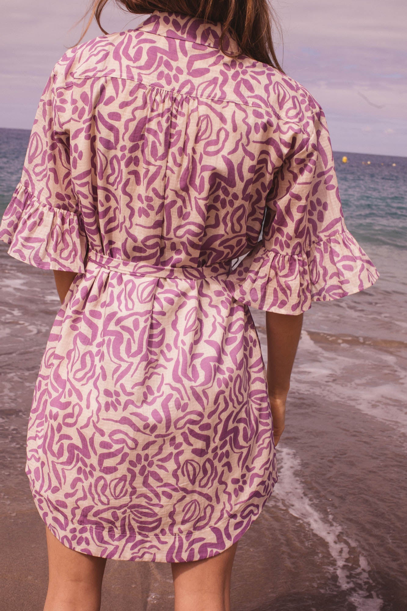 Robe chemise Guinguette imprimé coraux violets