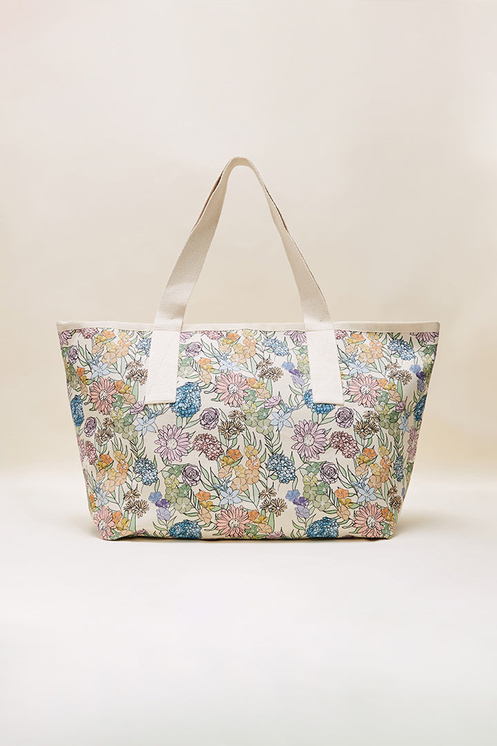 Contemporary bag printed with summer flowers