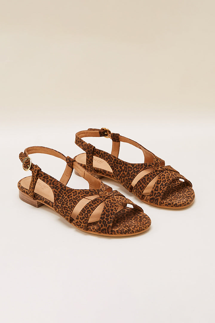Saint Laurent Carlyle Leopard-print Flat Sandals In Multicolor | ModeSens