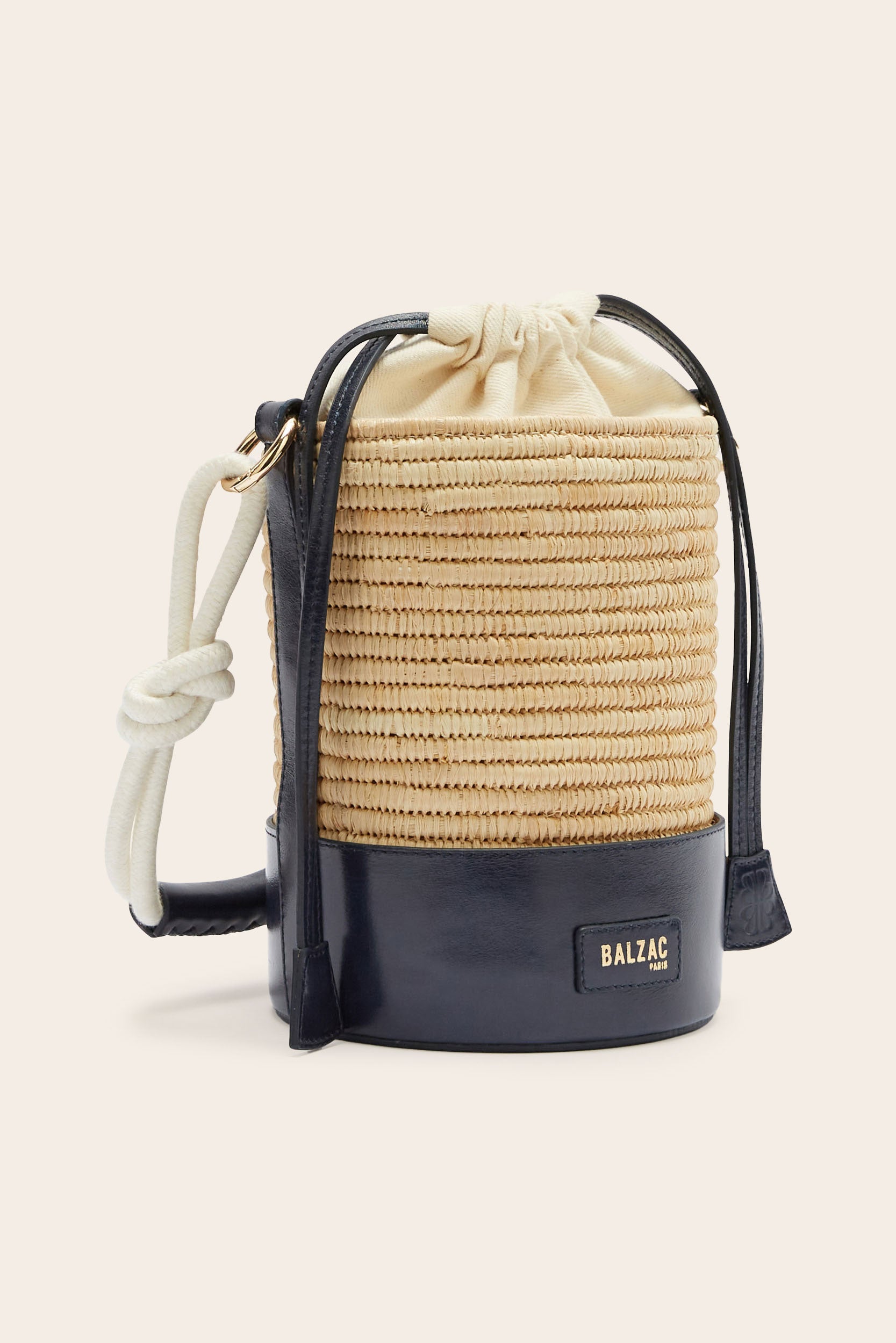 Auguste raffia and navy blue basket - Balzac Paris