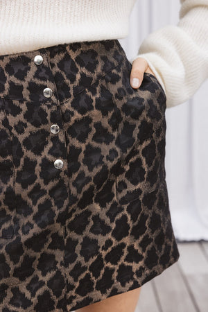 jupe pleurote jacquard léopard