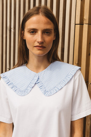 Col Odine rayures bleues coton bio OEKO-TEX Balzac Paris