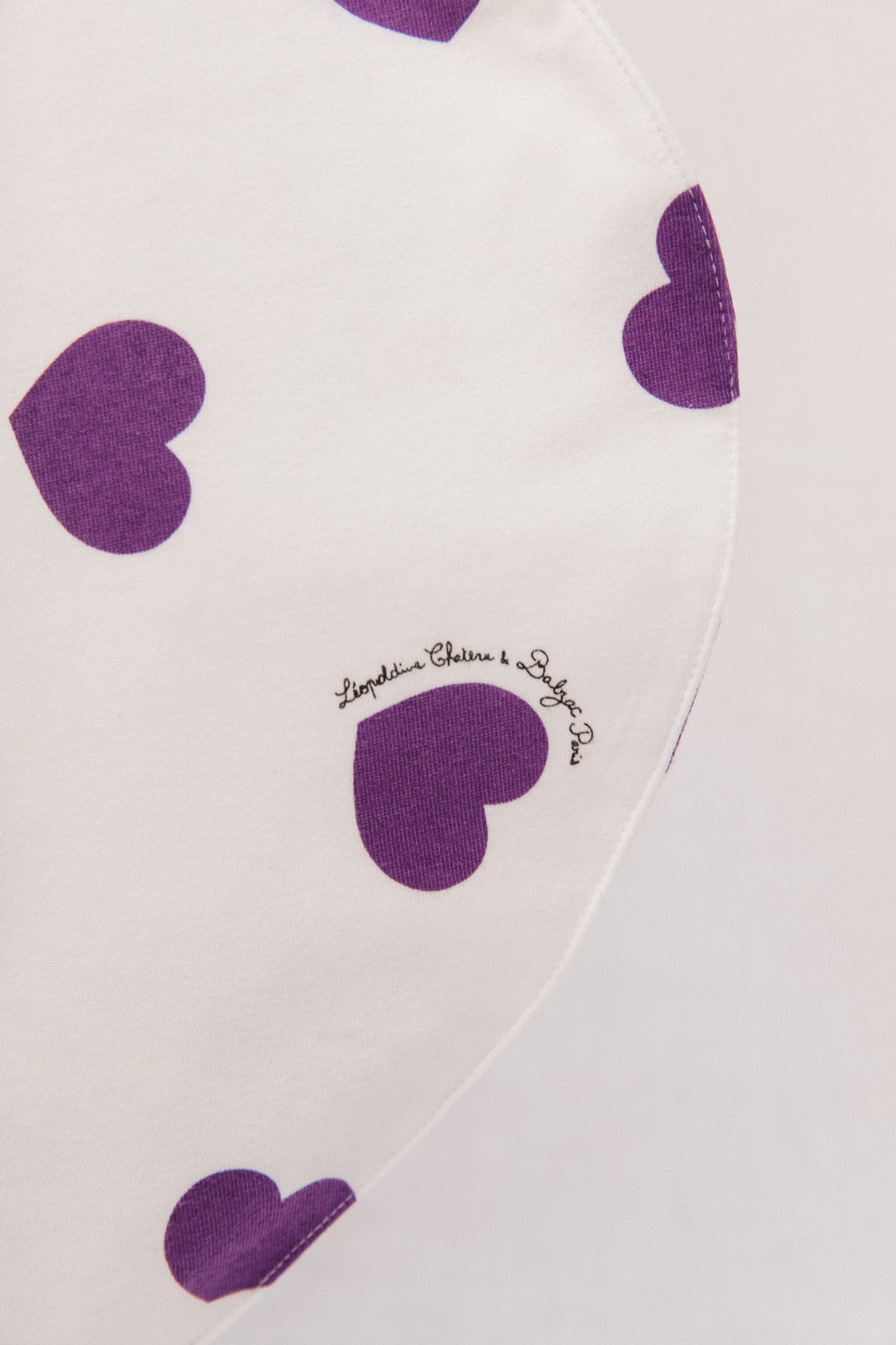 Tote bag Freesia imprimé écru cœurs violets coton
