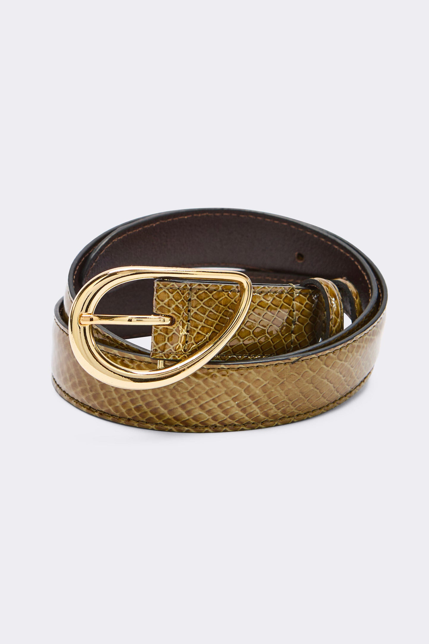 Basma patent leather embossed khaki belt