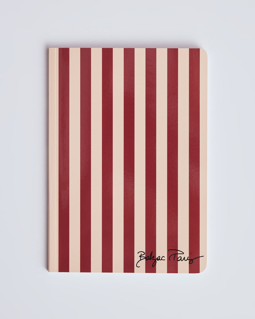 Notebook A5 2 stripes red and ecrues