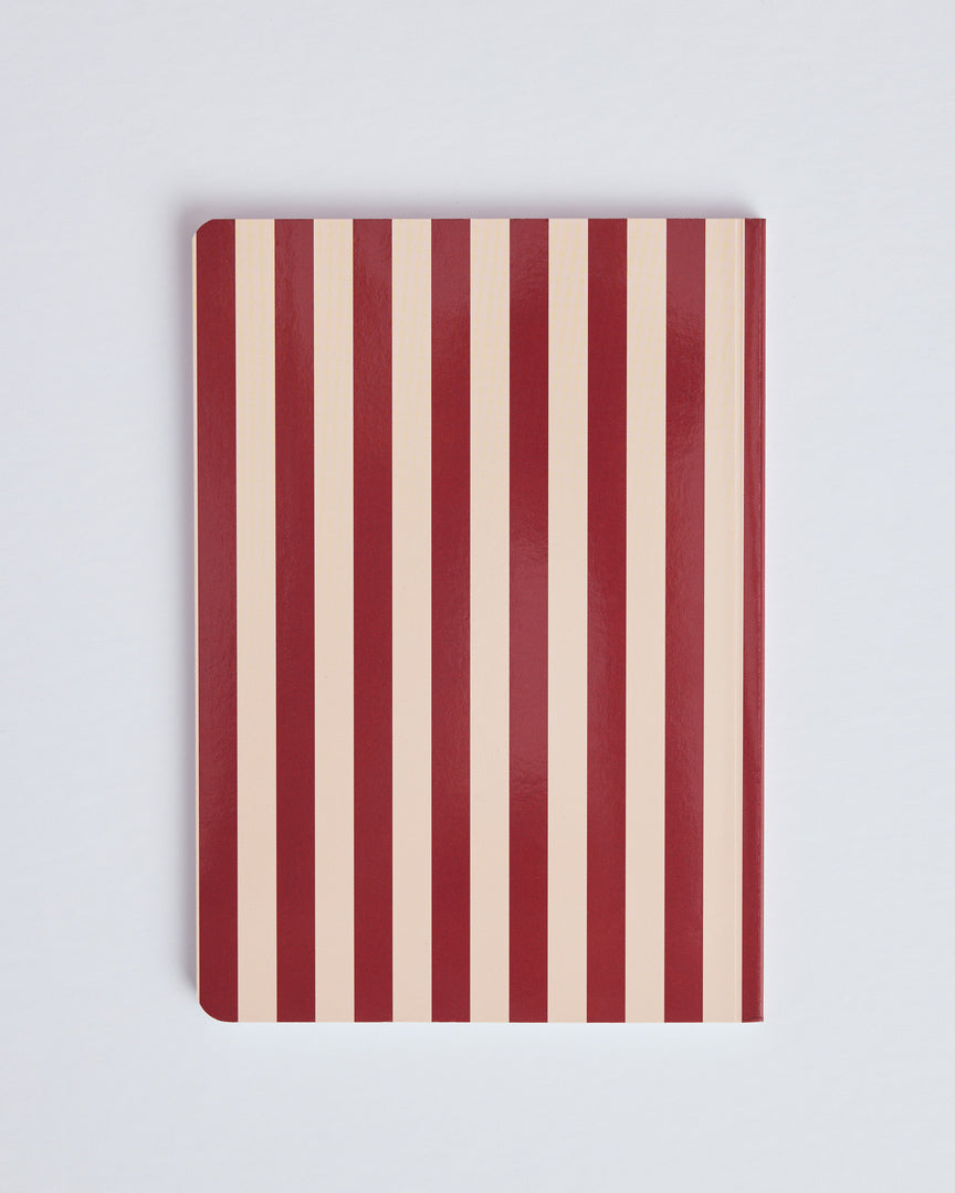 Notebook A5 2 stripes red and ecrues
