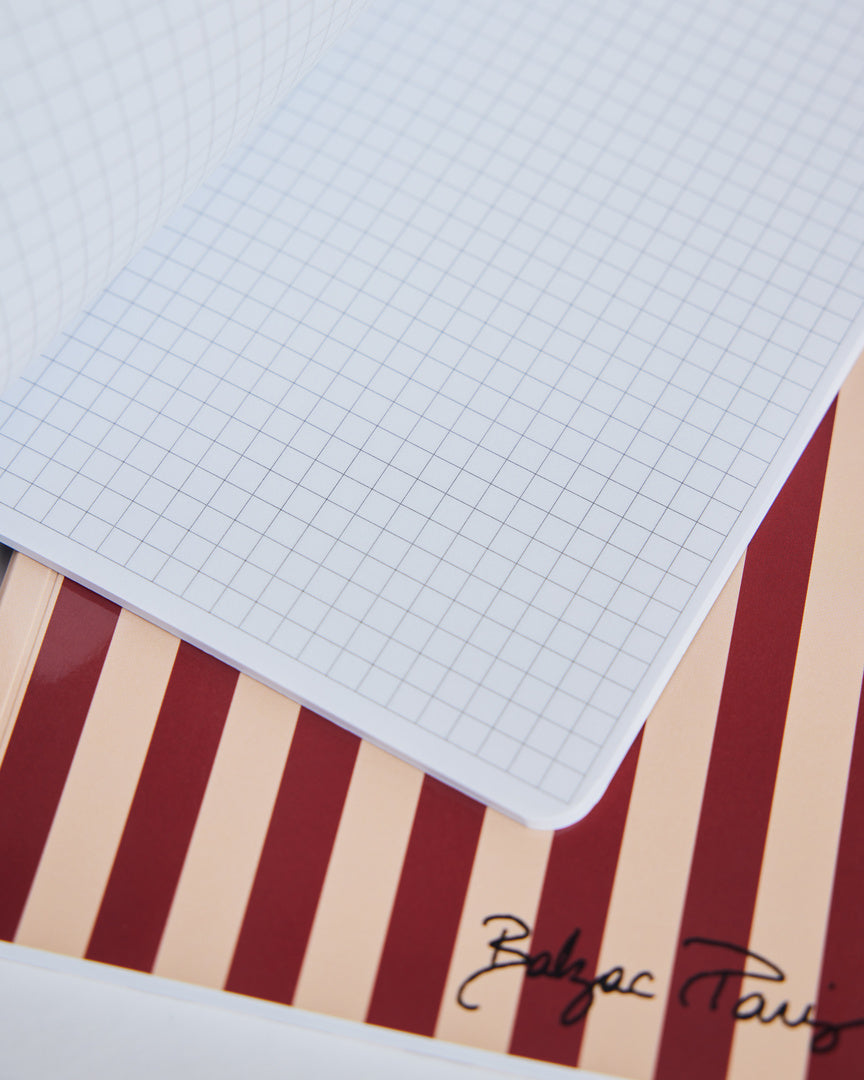 Notebook A5 2 stripes red and ecrues