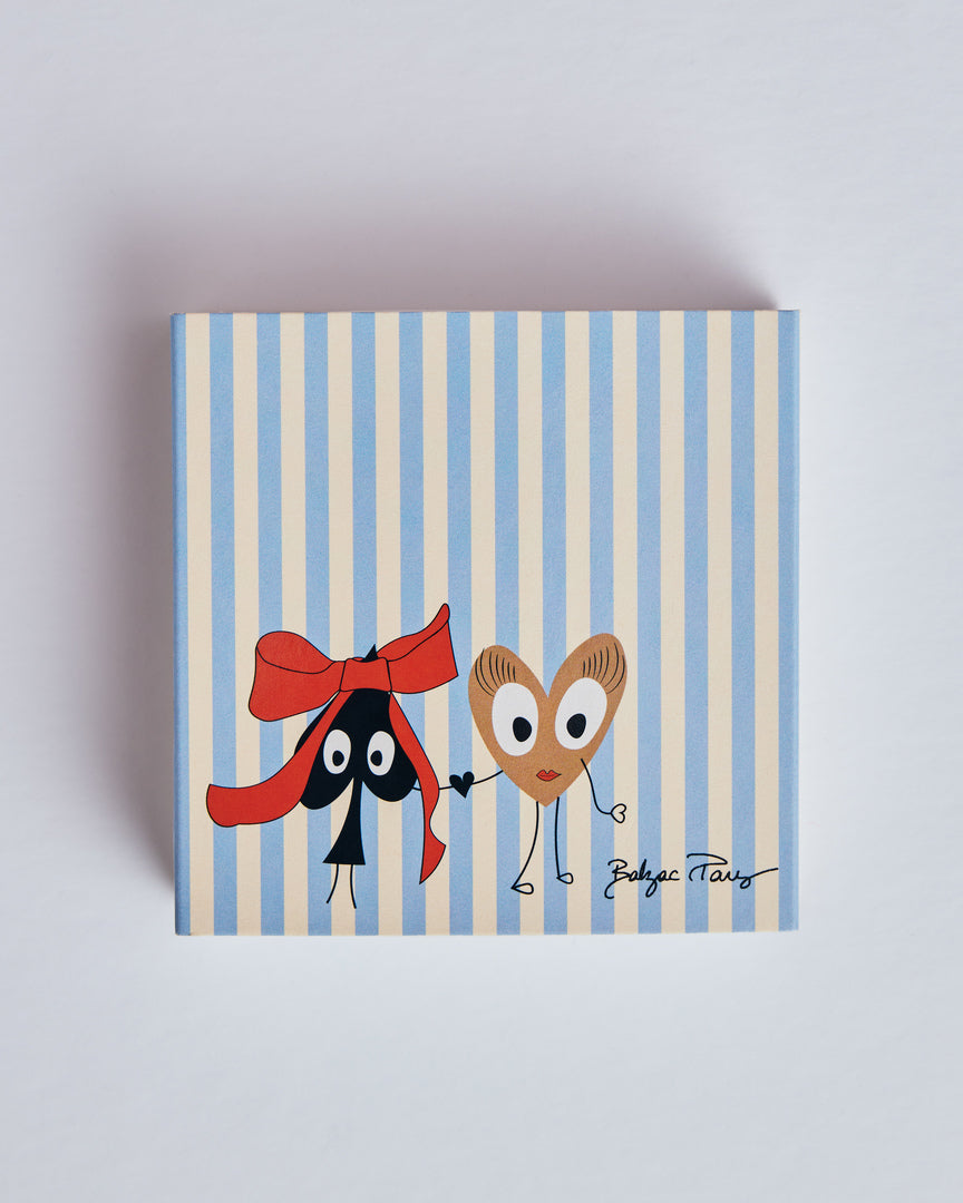 Ecru and blue striped matches