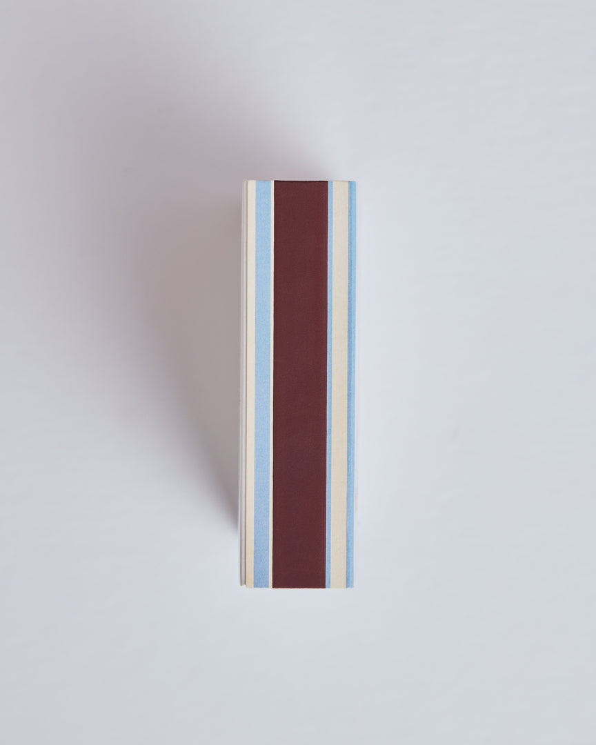 Ecru and blue striped matches