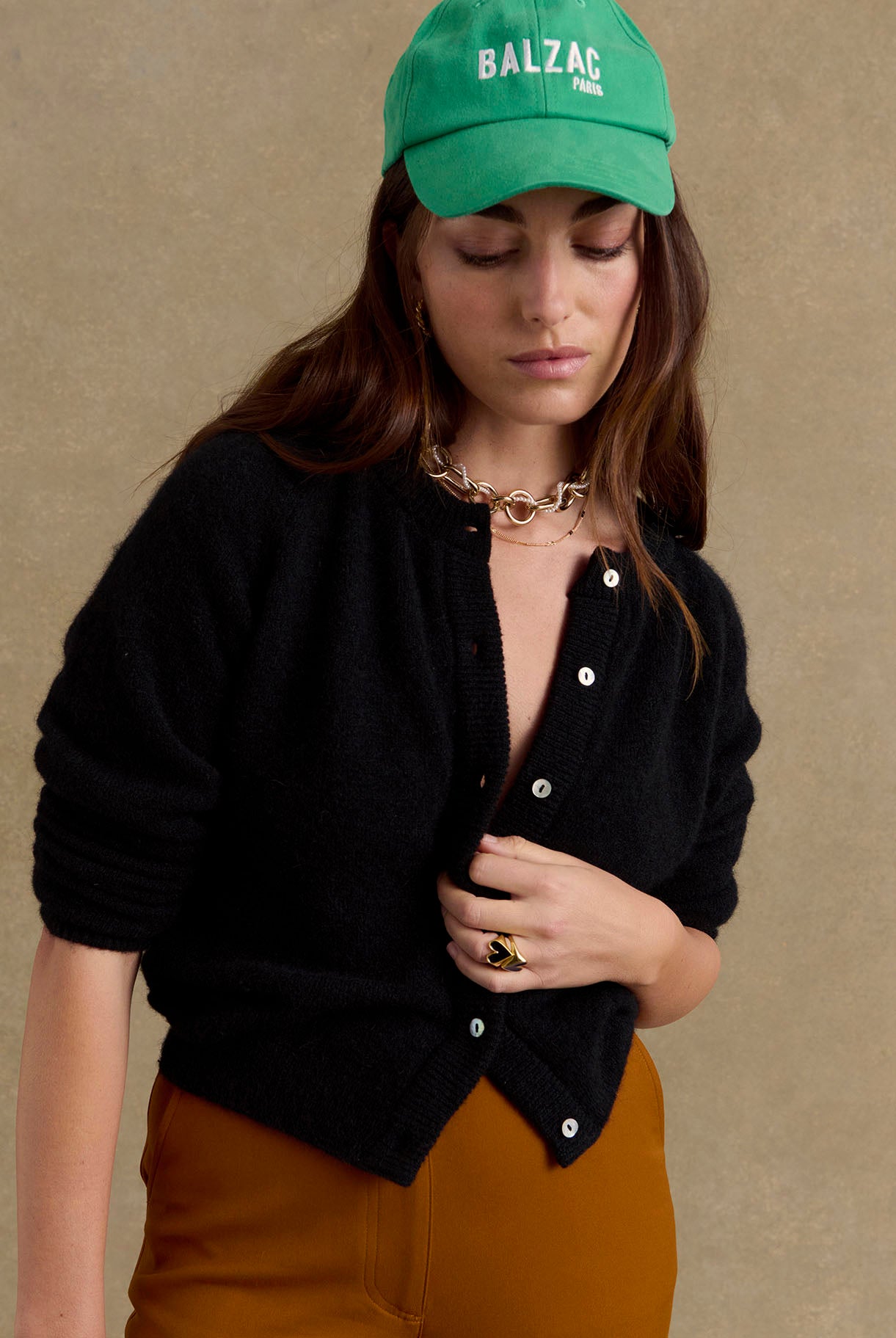 Ring Faustine gold heart black