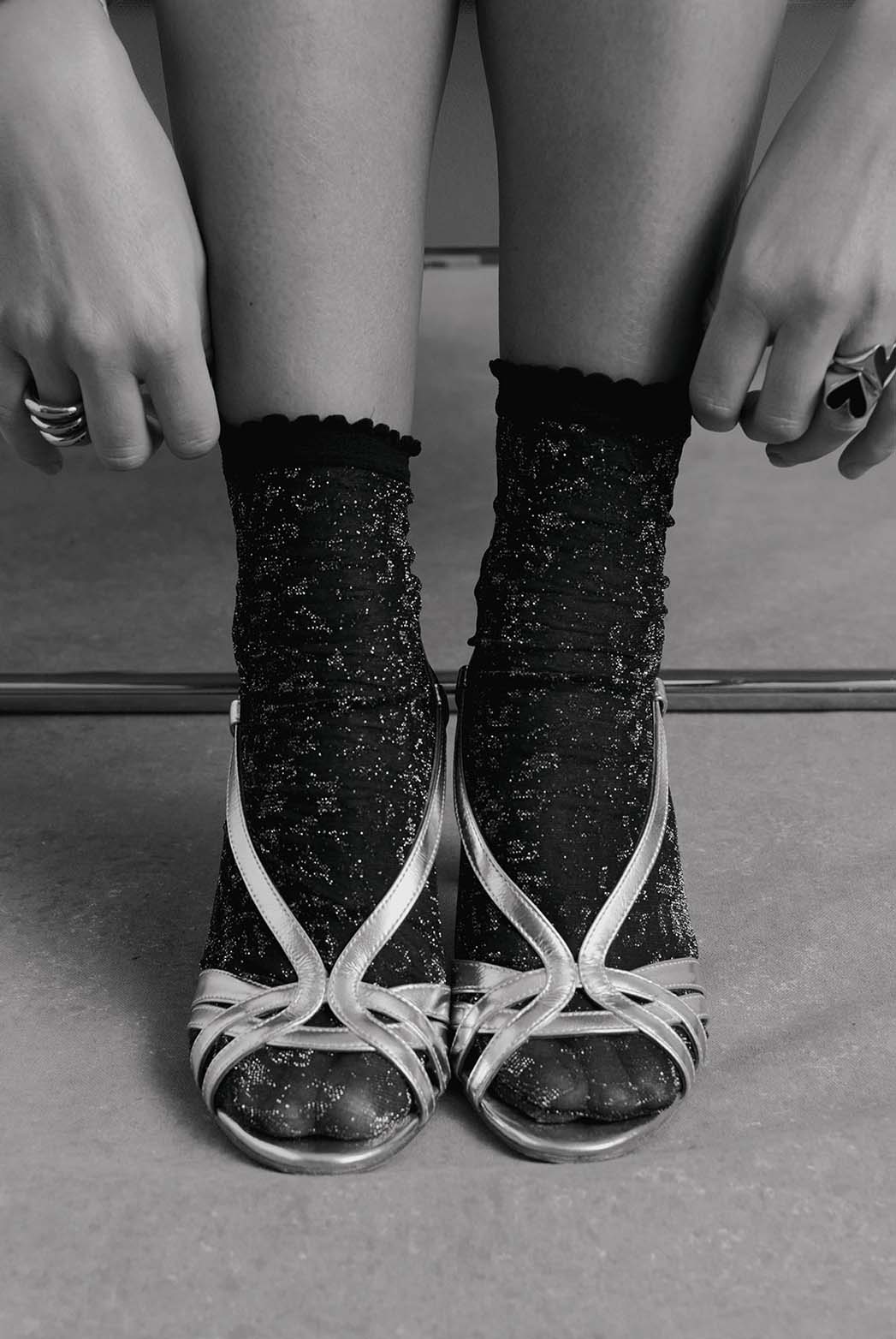 Socquette Maya black iridescent