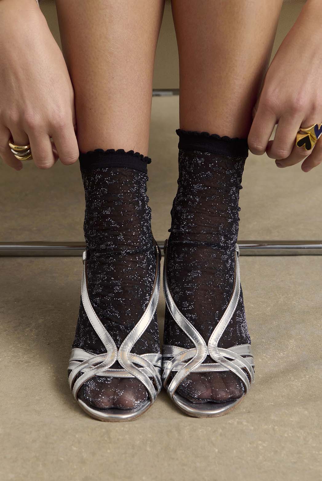Socquette Maya black iridescent