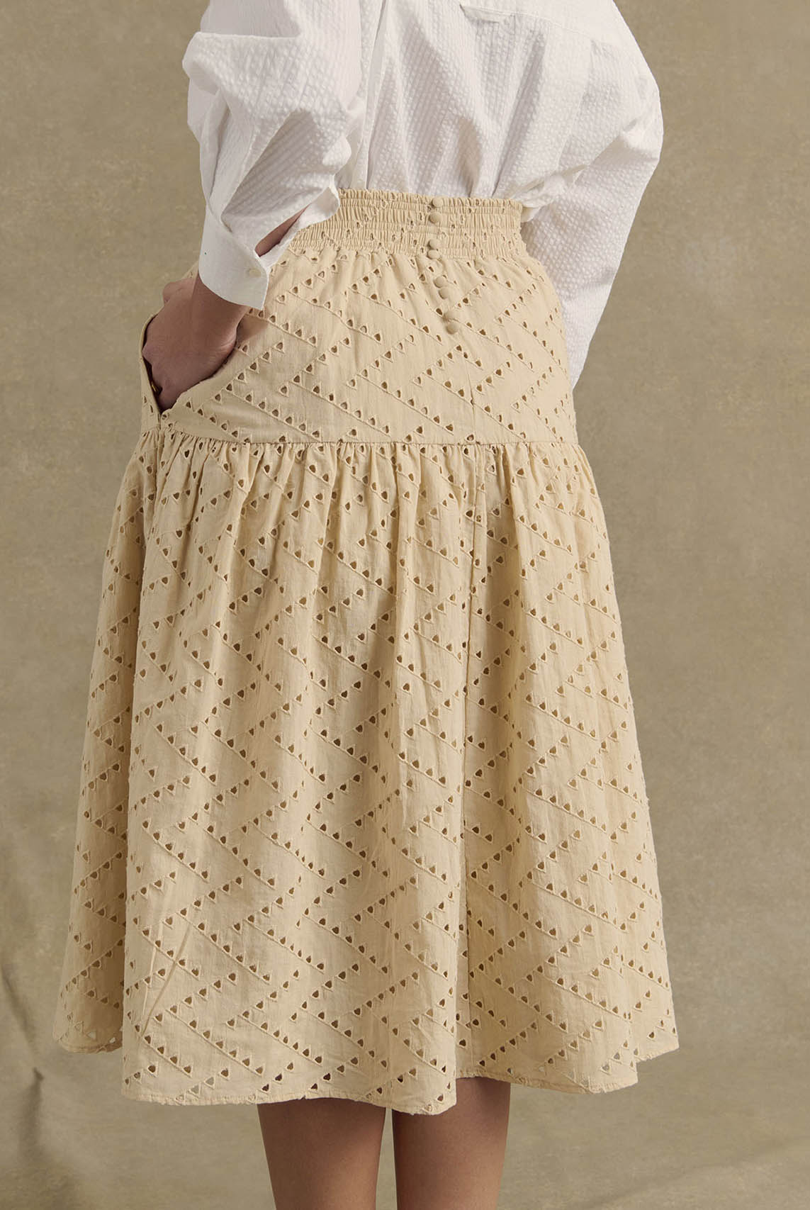 Skirt Gaby embroidery English beige
