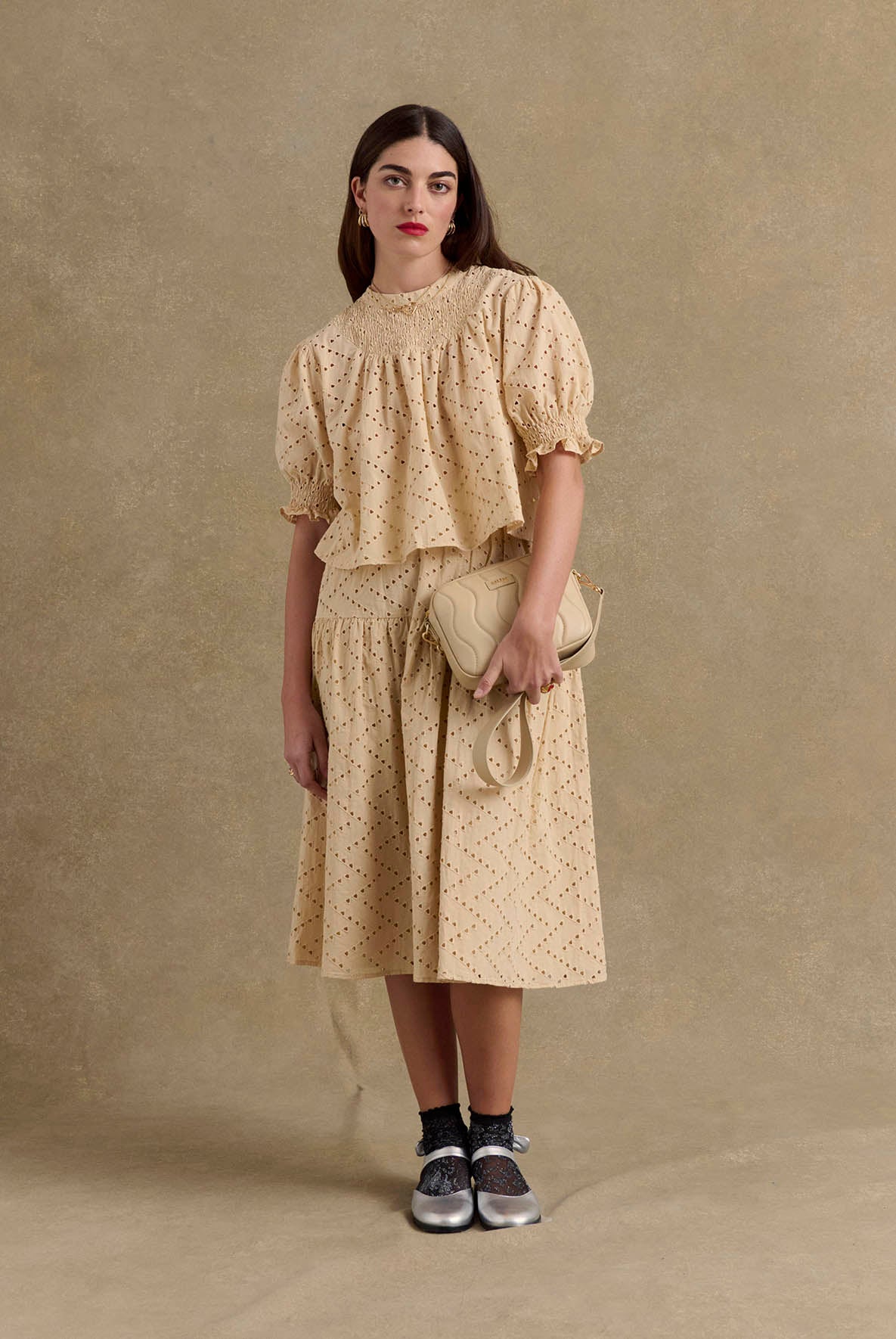 Skirt Gaby embroidery English beige