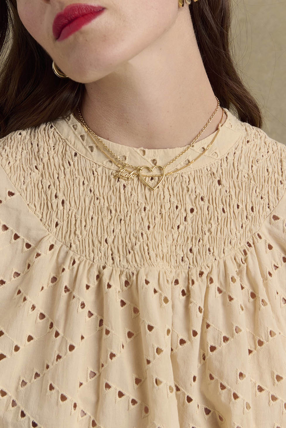 Blouse Amicie embroidery English beige