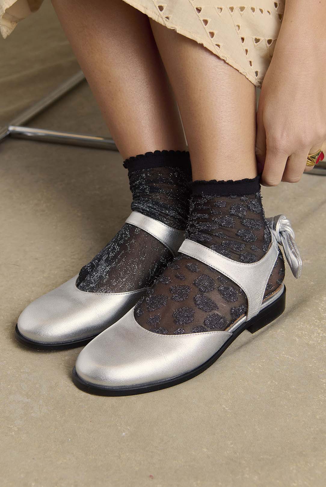 Socquette Maya black iridescent