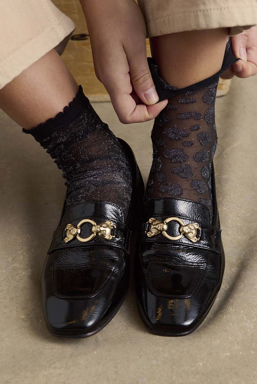 Socquette Maya black iridescent