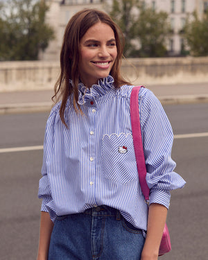 Hello Kitty blue and white striped Léonor shirt